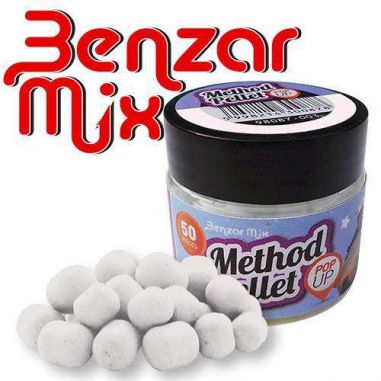 Pelete Benzar Mix Method Pellet Pop Up Squid&Prune Alb 50buc Benzar Mix